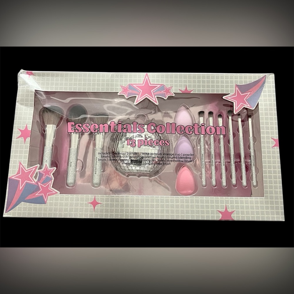 Essentials Collection 13 Pieces Makeup  Brushes & Glitter Ball Brush Holder